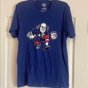 Philadelphia 76ers 47 Brand Ben Franklin Blue Graphic T-Shirt